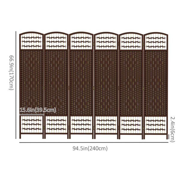 Cloison de séparation pliable à 6 panneaux en fibre ondulée, marron