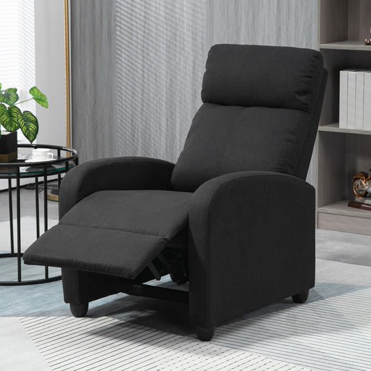 Fauteuil inclinable en tissu , inclinable simple avec assise rembourrée pour salon, noir