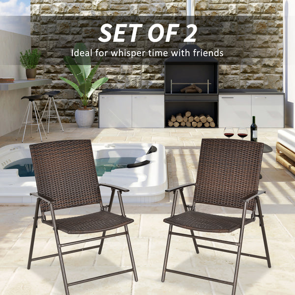Ensemble de 2 chaises de jardin en résine tressée, marron