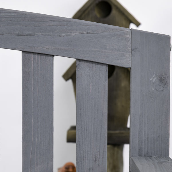 Banc d'extérieur à lattes, dossier et accoudoirs, pour jardin, parc, arrière-cour, gris