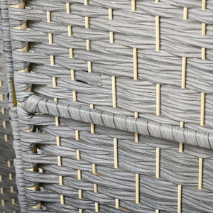 Cloison de séparation pliable à 4 panneaux et tissée à la main, gris mélangé
