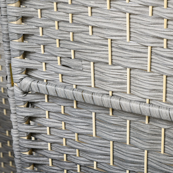 Cloison de séparation pliable à 4 panneaux et tissée à la main, gris mélangé