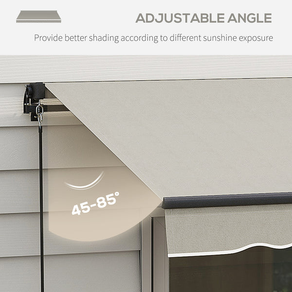 15' x 10' Retractable Awning, 280gsm UV Resistant Sunshade Shelter, for Deck, Balcony, Yard, Light Grey