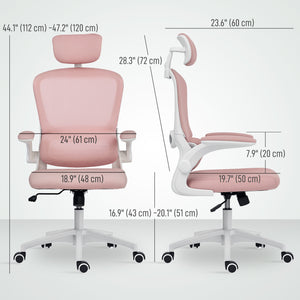 Ergonomic mesh office chair with lumbar support, pink