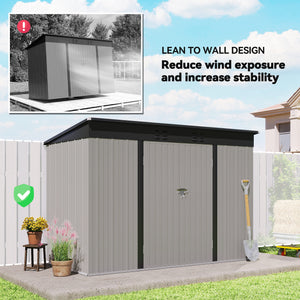 Galvanized steel garden shed with lockable doors