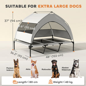 Elevated dog bed with removable canopy