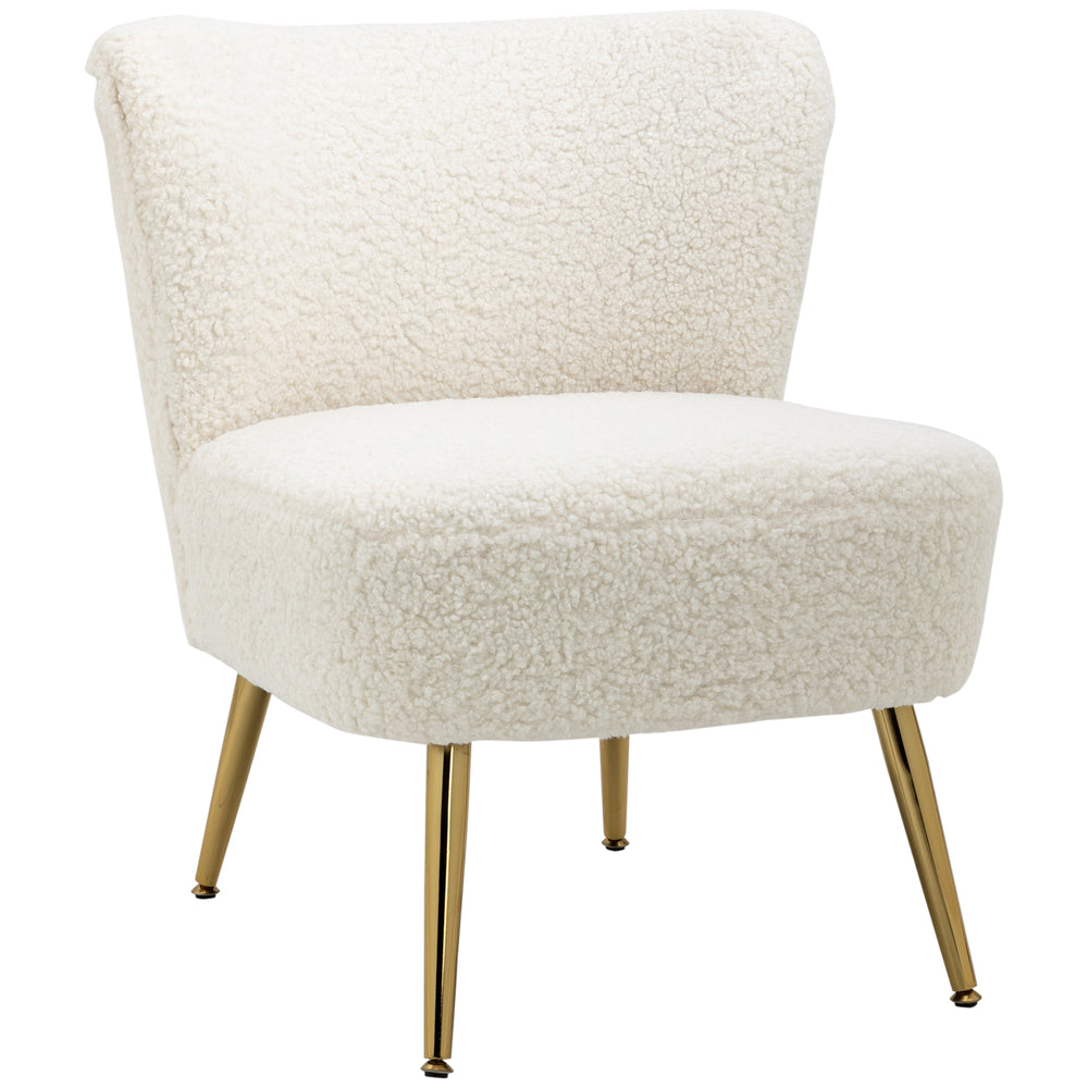 Fauteuil de salon avec rembourrage moelleux et pieds dorés, blanc