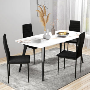Set of 4 modern chairs with high padded backrest and metal legs, black