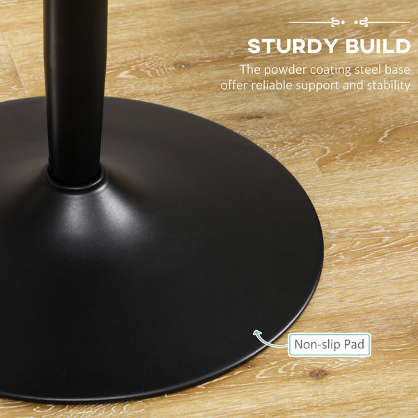 Table de cuisine moderne pour 2 personnes, table ronde avec piètement en acier pour salon ou salle à manger, noire