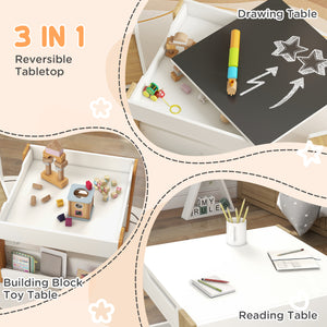 Ensemble table et chaises pour enfants 3 pièces avec plateau réversible et tableau noir