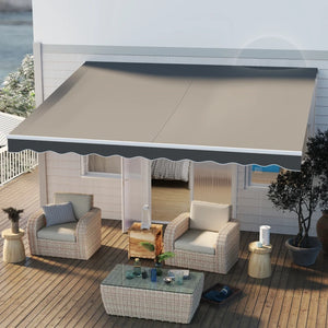 Store pare-soleil rétractable électrique 13' x 10' avec télécommande pour terrasse, gris clair