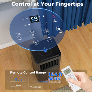 8,000 BTU Mobile Air Conditioner 345 Sq. Ft., Dehumidifier Fan Auto Sleep with 24H On/Off Timer, Window Kit, Black