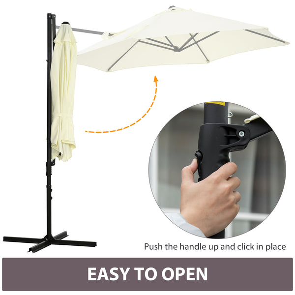 Parasol déporté de 8,5 pieds avec rotation à 360°, beige