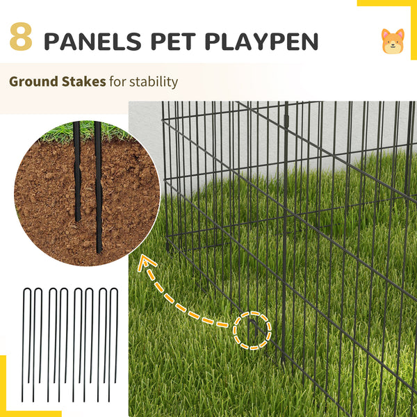 Foldable metal playpen with 8 panels