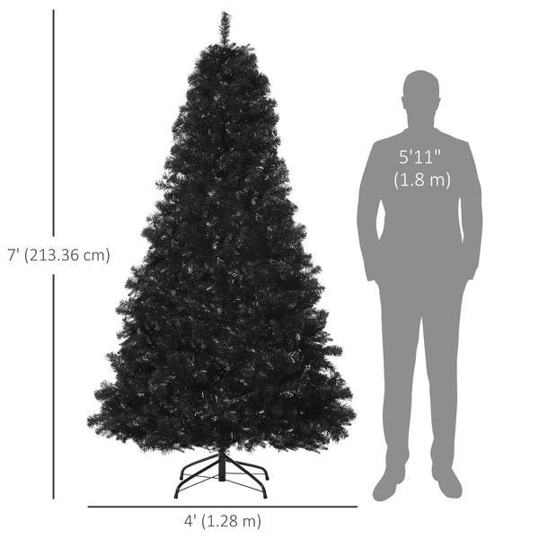 Sapin de Noël artificiel noir de 7 pieds