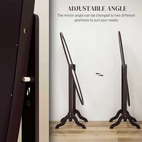 Miroir sur pied pleine longueur avec cadre ovale à angle réglable pour dressing, café