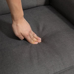 Fauteuil d'appoint en tissu capitonné, pieds en bois, gris anthracite