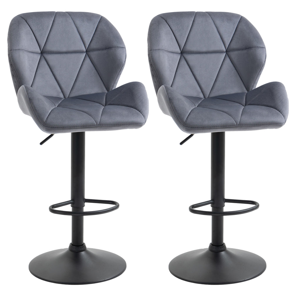 Set of 2 bar stools without armrests, grey