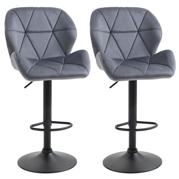 Set of 2 bar stools without armrests, grey