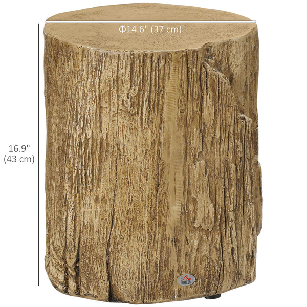 Table d'appoint finition béton, style souche d'arbre, marron naturel