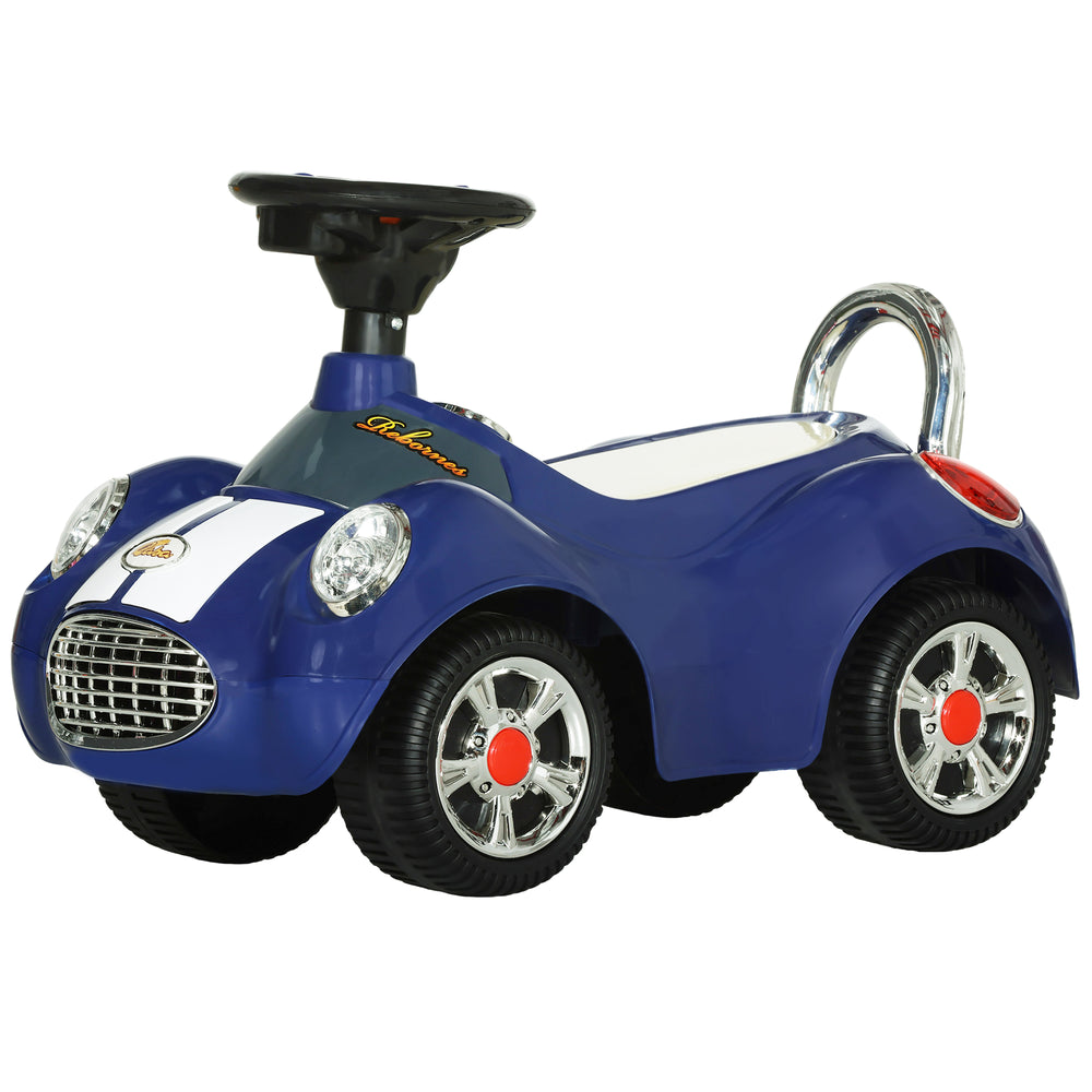 Voiture à pousser pour bambin avec musique, klaxon, lumière, bleu foncé