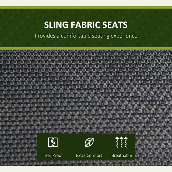 3-Seater Outdoor Swing Chair Bench with Adjustable Canopy, Black