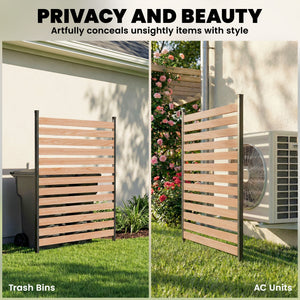 Panneau de séparation, sans creuser, avec planches de bois de sapin et poteaux en aluminium