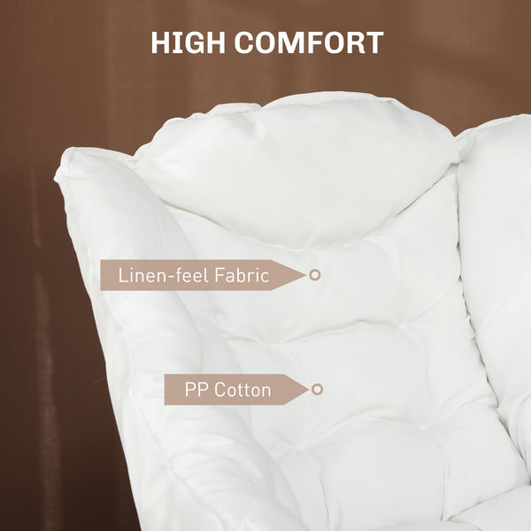 Fauteuil d'appoint avec poches latérales et pieds en acier massif, blanc crème