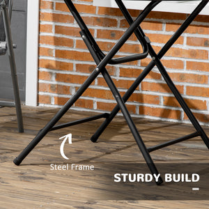 Table de patio ronde pliable avec plateau en PEHD et structure en acier, gris foncé