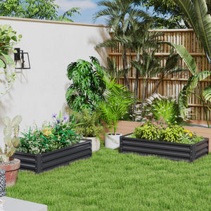 Lot de 2 jardinières surélevées galvanisées grises