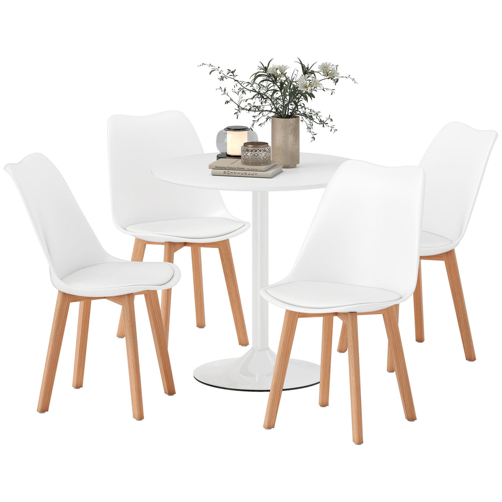 Ensemble table à manger ronde pour 4 personnes pour petits espaces, appartement, blanc