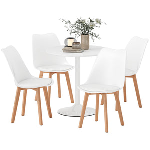Ensemble table à manger ronde pour 4 personnes pour petits espaces, appartement, blanc