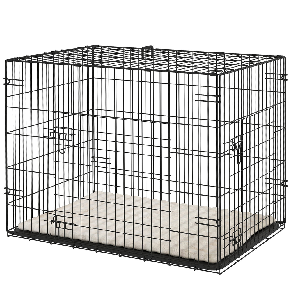 30-inch dog crate with 2 doors and soft cushion, black