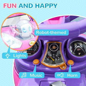 3-in-1 Slide Car for Kids with Music, Light, Handle and Removable Canopy, Pink