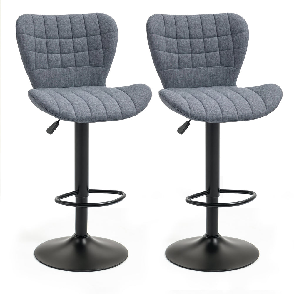 Lot de 2 tabourets de bar, hauteur réglable, pivotants, gris