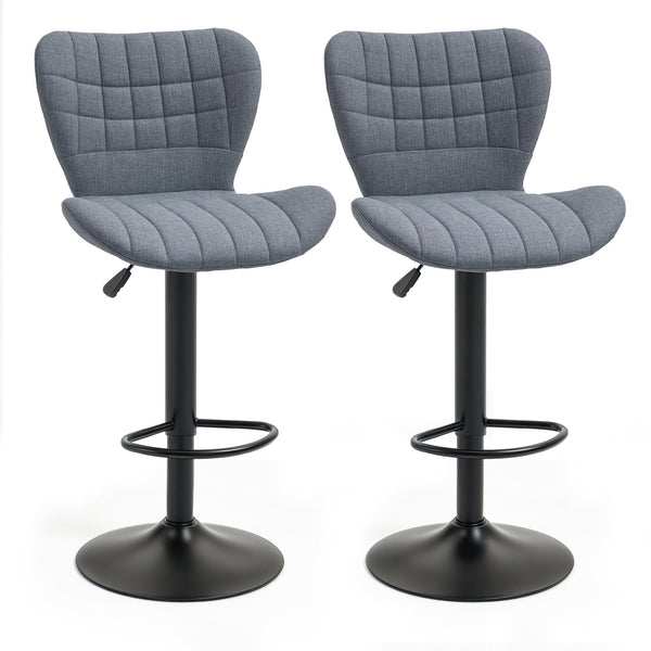Lot de 2 tabourets de bar, hauteur réglable, pivotants, gris
