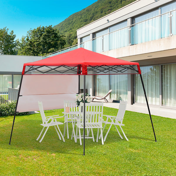 Toit de jardin pliable 7 x 7 avec sac à dos et pieds réglables, rouge et noir