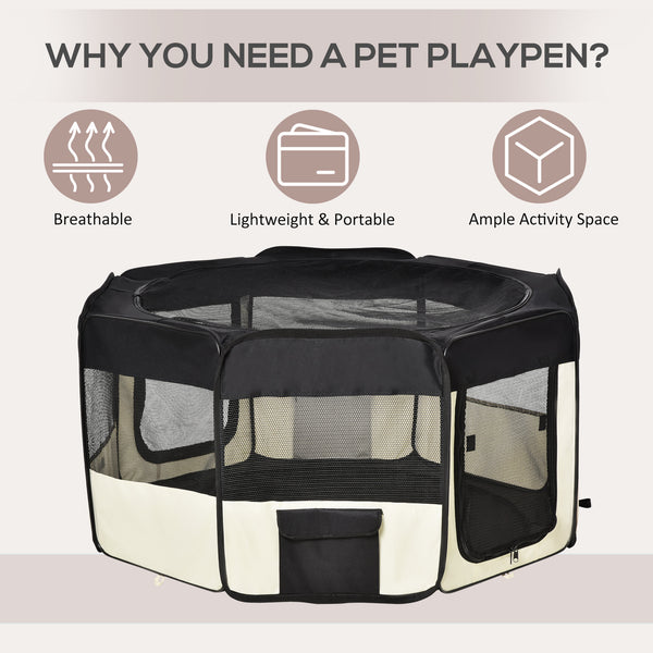 Foldable soft playpen with carry bag