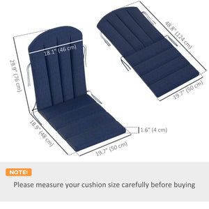 Lot de 2 coussins de chaise Adirondack à dossier haut avec attaches, mousse haute densité, bleu marine