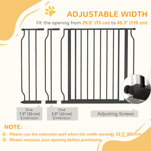 Barrière pour animaux, installation facile, avec porte et système de double verrouillage, noire