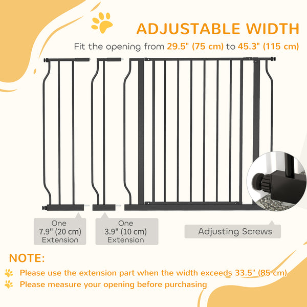 Barrière pour animaux, installation facile, avec porte et système de double verrouillage, noire