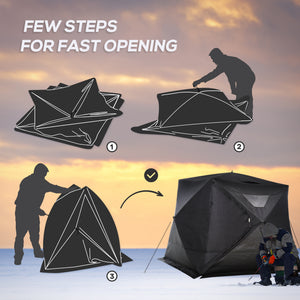 4-Person Insulated Ice Fishing Tent, Portable Ice Fishing Shelter with Ventilation Windows, Carry Bag, Two Doors and Anchors for Low-Temp -22℉