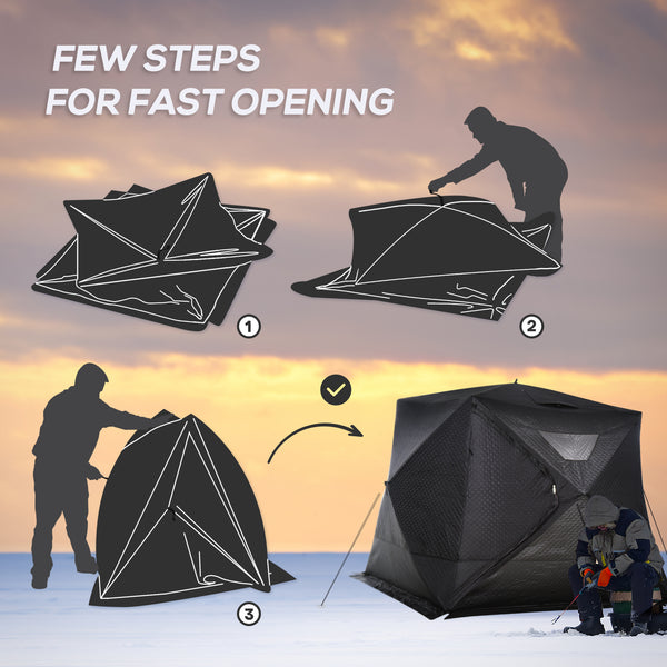 4-Person Insulated Ice Fishing Tent, Portable Ice Fishing Shelter with Ventilation Windows, Carry Bag, Two Doors and Anchors for Low-Temp -22℉