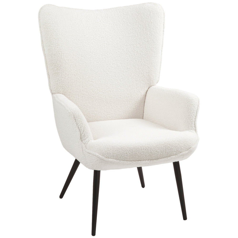 Fauteuil d'appoint Sherpa rembourré à oreilles moelleux, blanc crème