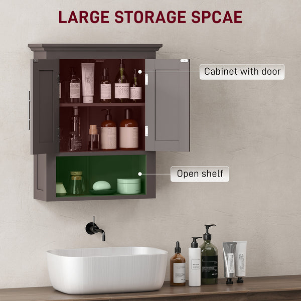 Armoire murale de salle de bain avec étagère, marron