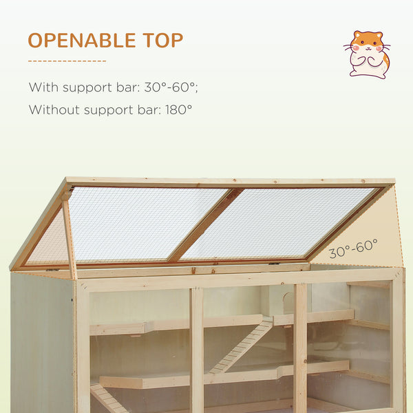 Cage en bois pour hamsters et rats avec toboggan et plateau