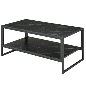 Table basse à 2 niveaux avec étagère de rangement noir