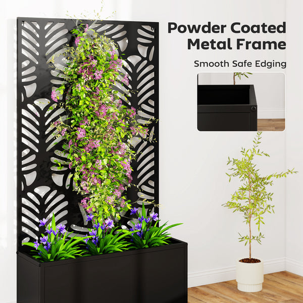 Jardinière métallique avec treillis pour plantes grimpantes