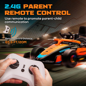Voiture électrique 12 V pour enfants avec suspension, musique, MP3 et télécommande (3-5 ans), orange