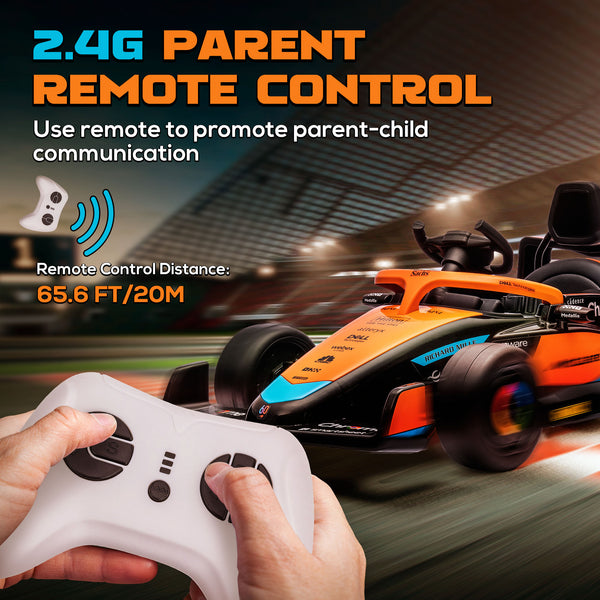 Voiture électrique 12 V pour enfants avec suspension, musique, MP3 et télécommande (3-5 ans), orange